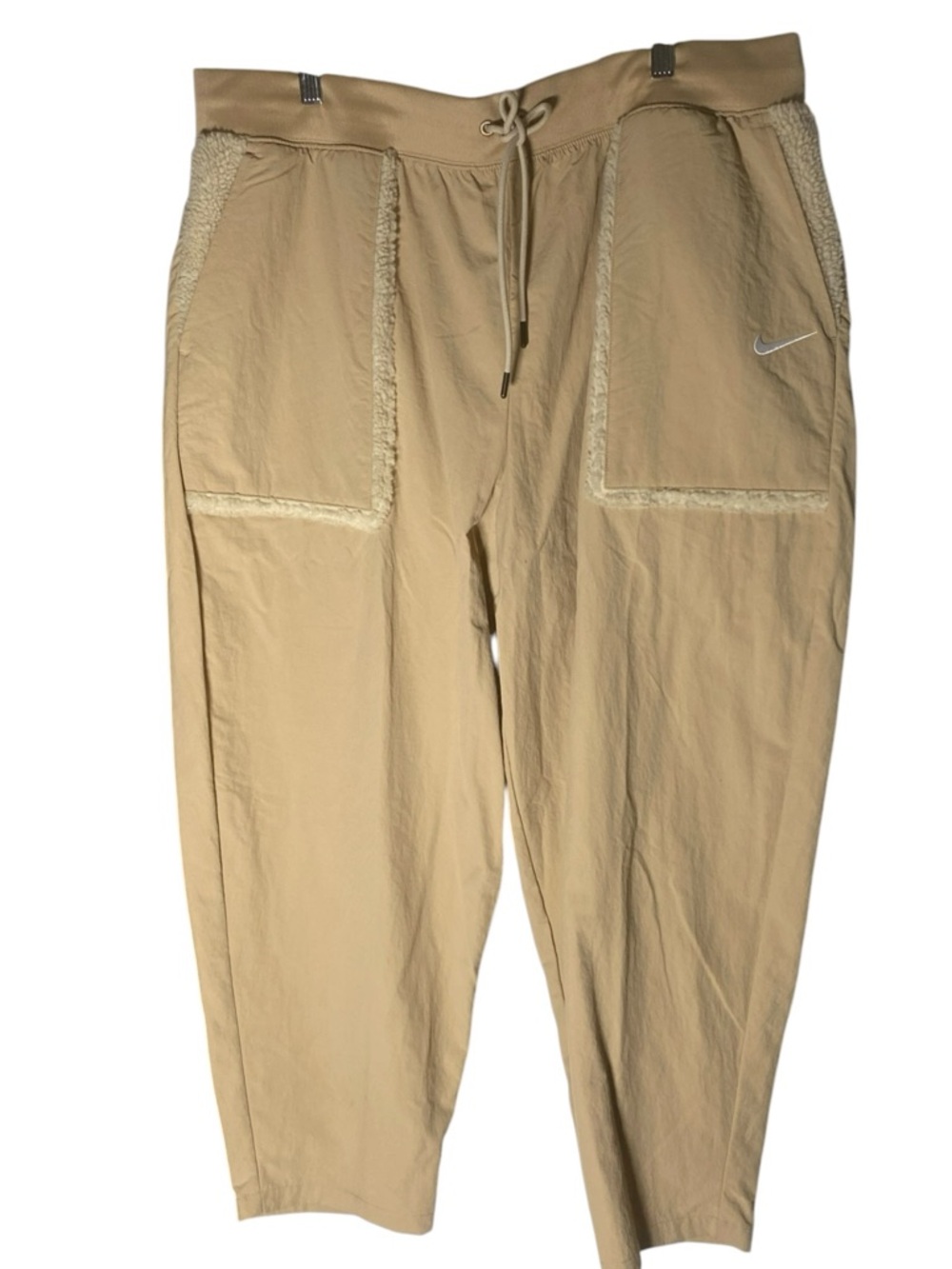 Nike Women's Tan Jogger Pants with Sherpa-Trim Pockets Loose fit sz XXL
